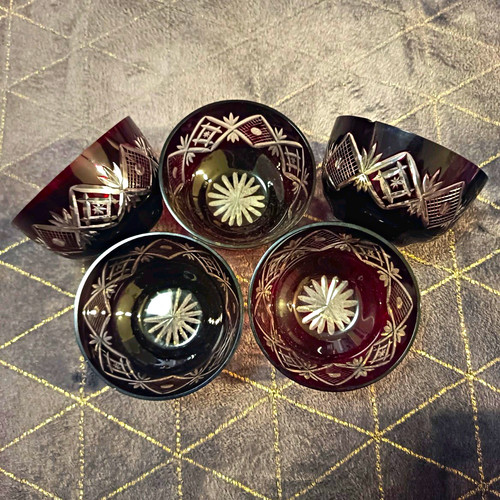 Kleine runde glasschalen - 5x,