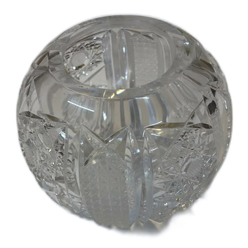Lead crystal ball vase - vase, cut